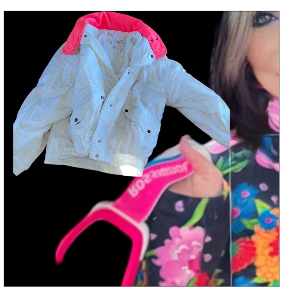Flash Sale!💚☘️Skea Puffer Jacket in White and Neon Pink